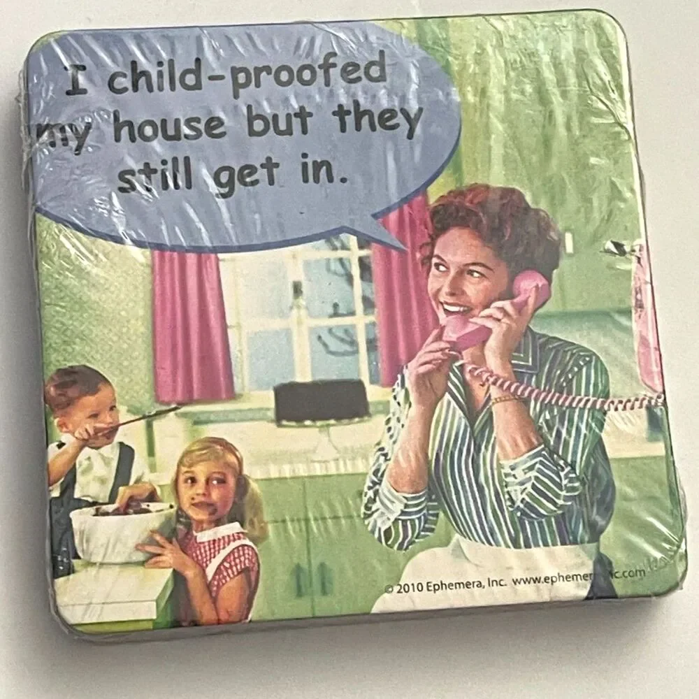 Lot 2 Sets of Vintage Funny House Wife, tradwife, Mom Coasters 12 Total NOS New